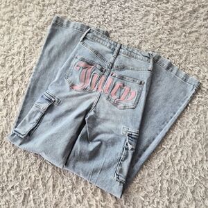 NWOT Juicy Couture Y2K Cargo Jeans w/ Pink Logo Back Pockets | Size 0 / 24